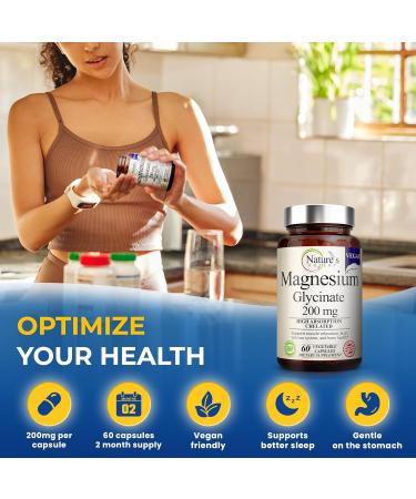 Nature s Potent Magnesium Glycinate 200mg | High Absorption Chelated Magnesium | Sleep Calm & Muscle Cramp Support | Vegan Supplement | 60 Capsules 1 Count (Pack of 60) - Buy Online on GoSupps.com