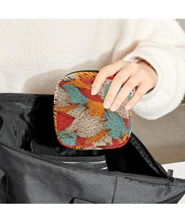 Autumn Floral Vintage Leaves Period Bag - Sanitary Napkin Storage & Travel Makeup Pouch - Buy Online on GoSupps.com
