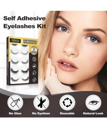 Reusable Self Adhesive Eyelashes - 5 Pairs Natural Fluffy False Lashes with Tweezers - No Glue Needed! Waterproof and Mink - Perfect Gift for Beginners - Buy Online on GoSupps.com