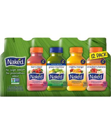 Naked Variety Pack Juice Smoothie Mighty Mango , Green Machine, Berry Blast Total 12 Pack