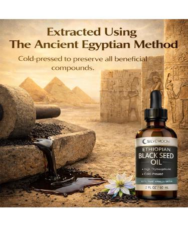 SILVEMOON Ethiopian Black Seed Oil Liquid Drops Premium Cold-Pressed Nigella Sativa Organic & Pure Black Cumin Seed Oil Vegan Non-GMO Plant-Based Daily Wellness 2 fl oz - Buy Online on GoSupps.com