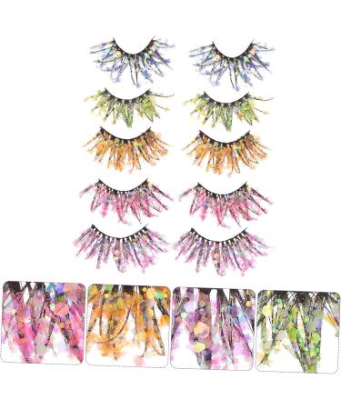 minkissy 5 Pairs Colored False Eyelashes Long Eyelashes for Halloween Lashes with Glitter Dramatic False Eyelashes Lashes with Color False Lash Chemical Fiber 3d European and American - Buy Online on GoSupps.com