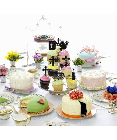 Rsstarxi 24 Pack First Holy Communion Cupcake Toppers Dove God Bless Cross Cupcake Picks Decorations for First Communion Baby Shower Baptism Theme Party Cake Decorations Black Design 6 Black - Buy Online on GoSupps.com