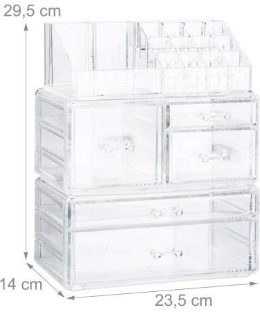 Relaxdays Acrylic Makeup Organizer - 21 Compartment Cosmetic Tower for Lipstick & Nail Polish - Clear Storage Solution for Beauty Essentials - Buy Online on GoSupps.com