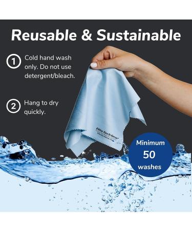 Elite Tech Gear Microfiber Cloth 8-Pack - Washable Durable Oversized Cleaning Cloths for Glasses Lenses Electronics & Screens - Light Blue - Buy Online on GoSupps.com