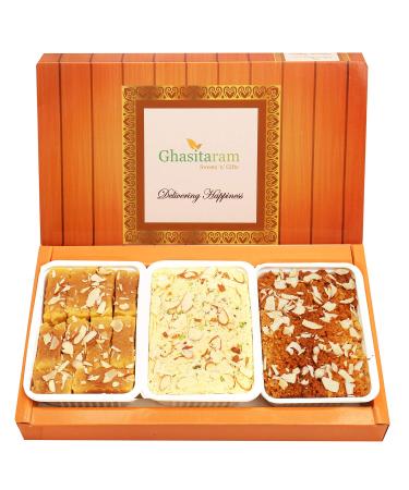 Ghasitaram Gifts Indian Sweets - Diwali Gifts Diwali Sweet - Soan Papdi Milk Cake and Soft Mysore Pak