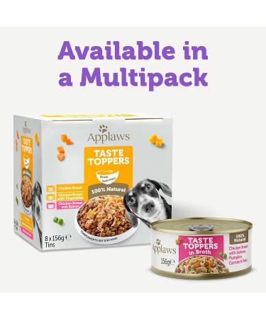 Buy Applaws 100% Natural Wet Dog Food Topper - Chicken & Salmon in Broth (156g 12 Pack) - Premium 1.87kg for Healthy Pets - Buy Online on GoSupps.com