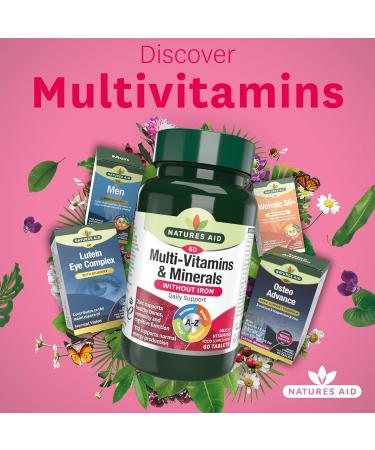 Natures Aid Multi-Vitamins & Minerals 60 Tablets - Vegan One-a-Day Formula for Immune Energy Brain & Bone Health - 60 Count Pack - Made in the UK - Buy Online on GoSupps.com