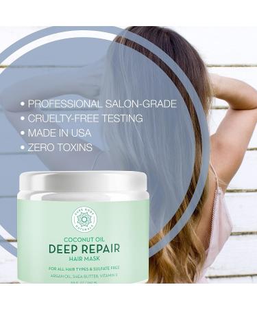 Pure Body Naturals Coconut Oil Hair Mask - Deep Conditioning Treatment for Dry, Damaged, Color Treated Hair - Sulfate Free, Moisturizing, Reparative 8.8 Fl Oz - Buy Online on GoSupps.com