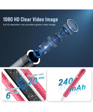 Ear Wax Removal - 1080P Camera Earwax Remover Tool - Ear Canal Cleaner - Ear Cleaning Kit - Ear Camera for iOS & Android (Pink) - Buy Online on GoSupps.com