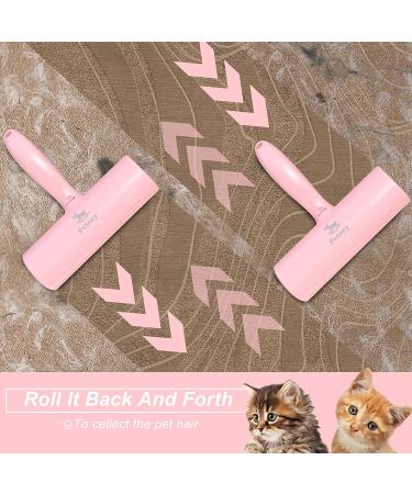 Petory Pet Hair Remover with Self Cleaning Base - Reusable Double Roller Lint Roller for Dog Cat Hair on Couch, Car Seat, Bedding, Clothes, Carpet - Pink - Buy Online on GoSupps.com