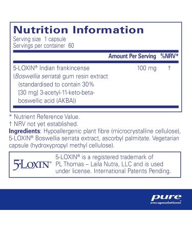 Boswellia AKBA 5-Loxin Hypoallergenic Support 60 Capsules by Pure Encapsulations - Buy Online on GoSupps.com