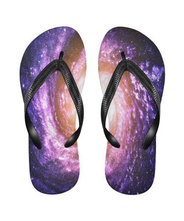 Mnsruu Universe Spirale Galaxy Space Planet purple flip flops flip sandals home slippers hotel spa bedroom travel xl for men women