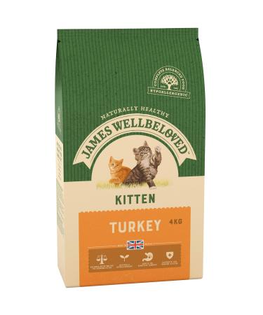 James Wellbeloved Kitten Turkey 4 kg Bag Hypoallergenic Dry Cat Food Turkey (Old Design) 4 kg (Pack of 1)
