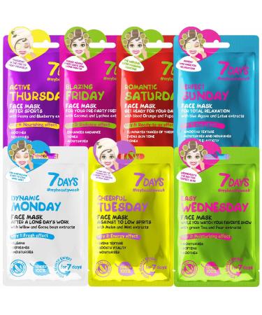 7Days Face Masks Skincare - Sheet Masks Set Moisturising Brightening Nourishing Hydrating Soothing Refreshing- Facial Mask Beauty for Women 7pc