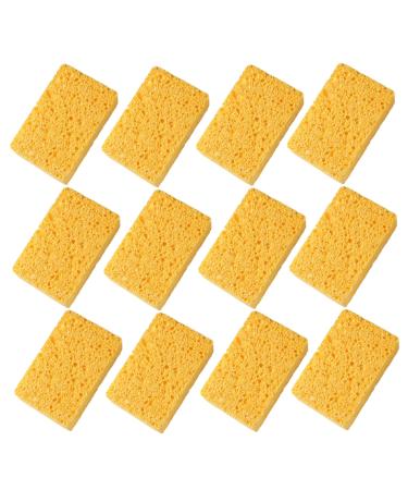 Dish Sponge 12Pcs Non-Scratch Scrub Sponge Absorbent Kitchen Sponges Quick Foaming Dish Scrubber Pads for Effortless Cleaning Dishes Pots Pans Yellow