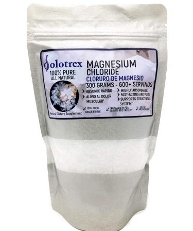 Cloruro de Magnesio 100% Pure Magnesium Chloride Food Grade 300 Grams Edible Magnesium Highly Absorbable for Daily use as Supplement or Magnesium Oil up to 600 Servings 10.58 Oz