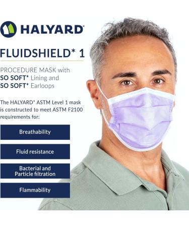 Buy HALYARD FLUIDSHIELD 1 Disposable Procedure Masks - Lavender Soft Lining & Earloops Level 1 - Case of 500 | International Shipping Available - Buy Online on GoSupps.com