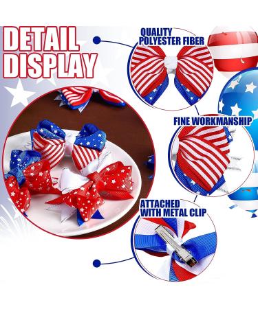12 Pcs Patriotic Hair Bows Clips | American Flag Boutique Alligator Hair Accessories for Girls - Buy Online on GoSupps.com