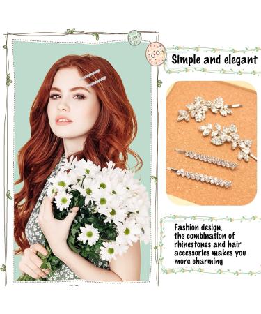 4 Pieces Rhinestone Bridal Hair Clips Shining Wedding Leaf Hair Clips Crystal Hair Clips Bridal Wedding Hair Clips Silver Crystal Barrette Hair Clips for Women Girls (2 Styles) - Buy Online on GoSupps.com