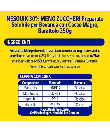  Nesquik Nesquik Instant Drink Mix with Fat-Reduced Cocoa 30% Less Sugar 350g - Buy Online on GoSupps.com