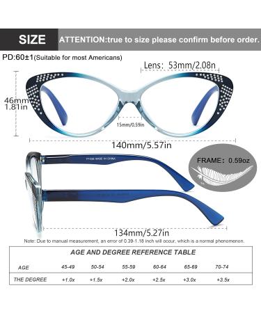 Shop EYEURL 3 Pack Cat Eye Reading Glasses - Blue Light Blocking Rhinestone Coating Spring Hinges +2.50 Magnification - Stylish Eyewear for Women - Buy Online on GoSupps.com