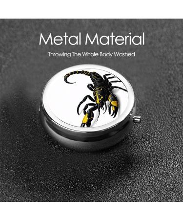 Buy Scorpion Printed Mini Round Pill Box - 3 Compartment Travel Organizer for Medicine | Portable Pill Case for Home & Office Use - Buy Online on GoSupps.com