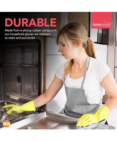 SOL 4 Pairs Medium Yellow Rubber Gloves for Household, Washing Up & Cleaning - Non Slip, Heavy Duty Gloves for Kitchen, Bathroom & Dishwashing - Buy Online on GoSupps.com
