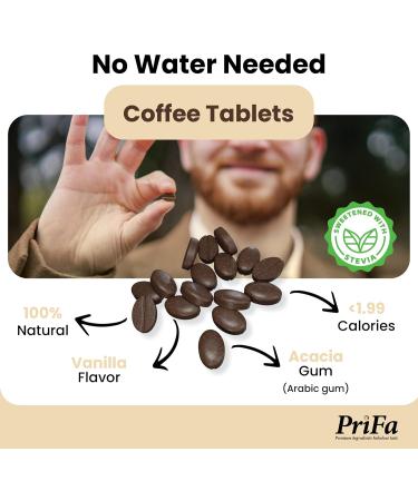 PriFa Vanilla Coffee Tablets Sweetened with Stevia Smooth & Creamy Flavor Instant Coffee On-The-Go Portable Caffeine Boost 15mg Caffeine 25 Tablets - Buy Online on GoSupps.com