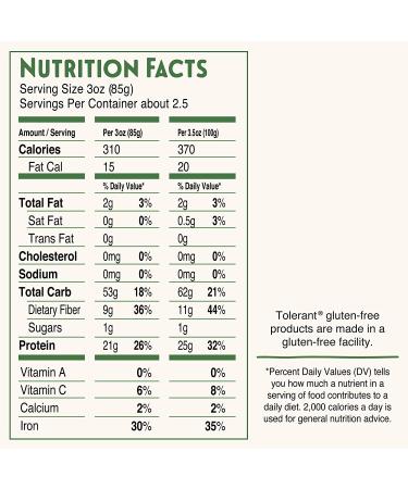 Tolerant Organic Green Lentil Penne Pasta (8 oz Case of 6) - Gluten Free, Vegan, Paleo, Plant Based Protein Pasta - Non GMO, Kosher - Allergen-Free - 1 Ingredient - Buy Online on GoSupps.com