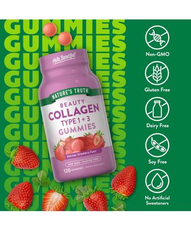 Nature's Truth Collagen Peptide Gummies for Women | 120 Count | Type 1 and 3 | Strawberry Flavor | Non-GMO & Gluten Free Supplement - Buy Online on GoSupps.com