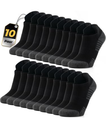 Alaplus sneaker socks men women breathable sports socks made of cotton high-quality short running socks 10 pair/5 pair 43-46 10 pair black