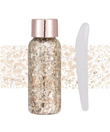 GL-TURELIFES MERMAID sequin chunky glitter liquid eyeshadow glitter body gel festival glitter cosmetics face hair nail make-up long loading sparkling 30 g (#103 champagne)