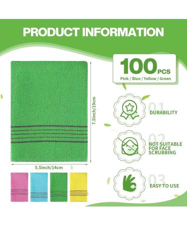 100 Pcs Korean Exfoliating Washcloth Mitt - Asian Body Scrubber for Shower - Bath Towels for Dead Skin - 4 Colors - Buy Online on GoSupps.com