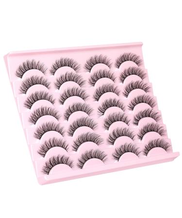 TNFVLONEINS 02M-Short 14 Pairs Natural Wispy Mink False Eyelashes - Short Cat Eye Extension for Natural Manga Strip Look - Buy Online on GoSupps.com