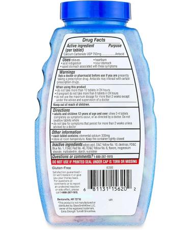 Extra Strength Antacid Tablets Chewable 750mg Calcium Carbonate Smooth Chews Assorted Fruit Flavor 140 Count Digestive Health Support - Buy Online on GoSupps.com