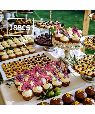 18pcs Pink Glitter Hairstylist Dessert Cupcake Topper Congrats I Survived Cosmetology School Theme Decorations Boys Girls 2024 College Graduation Party Decor Supplies - Buy Online on GoSupps.com