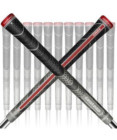 Geoleap ACE-R Golf Grips Set of 13- Back Rib Improved Control,Multi Compound Rubber and Cord Hybrid Golf Club Grips, Standard/Mdisize, 7 Colors Optional. Midsize Gray