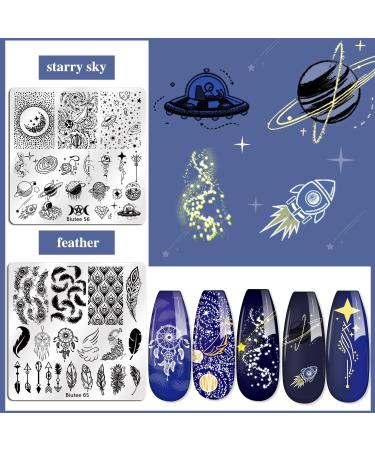 Biutee Nail Stamping Plates set 15 pcs Nail Art Stamper Nail Stamp Template Kit Scraper Storage Bag Gift Box Lace Flower Butterfly Star Holiday Sports Design Nail Image Plate - Buy Online on GoSupps.com