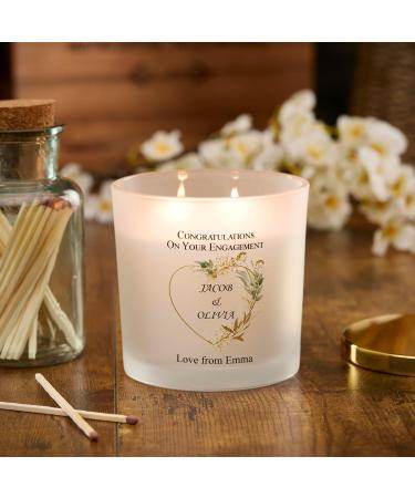 Personalised Large Double Wick Engagement Candle Gift with Gold Leaf (White Musk Vanilla) - Buy Online on GoSupps.com