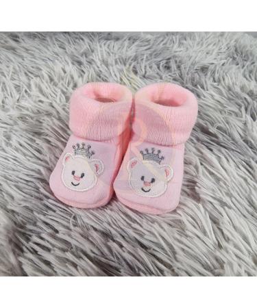 Royal Icon 2 x Pairs Baby Booties 0-3 Months | Soft & Stylish Newborn Slippers | Ideal for Indoor & Outdoor Use | White Pink Teddy Design - Buy Online on GoSupps.com