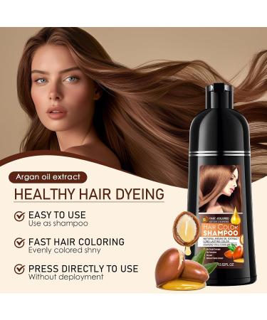 Chenzvora 400 ml hair color dark brown Hair Dye Shampoo 3in1 against gray hair perfect color care shampoo for men and women - Buy Online on GoSupps.com