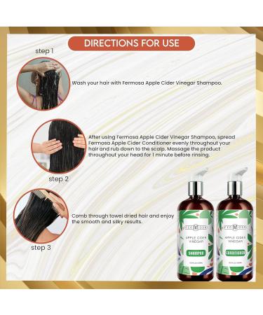 Fermosa Apple Cider Vinegar Shampoo & Conditioner Set - Clarifying Nourishing Sulfate-Free for Itchy Scalp Dandruff & Frizz - 16.9oz/500ml - Buy Online on GoSupps.com