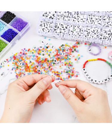 DICOBD Craft Beads Kit - 10800pcs Glass Seed Beads & 1200pcs Letter Beads for Jewelry Making - Includes Cords for Bracelets, Necklaces, and Key Chains - Buy Online on GoSupps.com