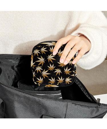 Golden Maple Leaf Tampon Storage Bag | Portable Feminine Product Organizer | Multicolored Wallet Holder 4.7x6.6x6.6 in - Buy Online on GoSupps.com
