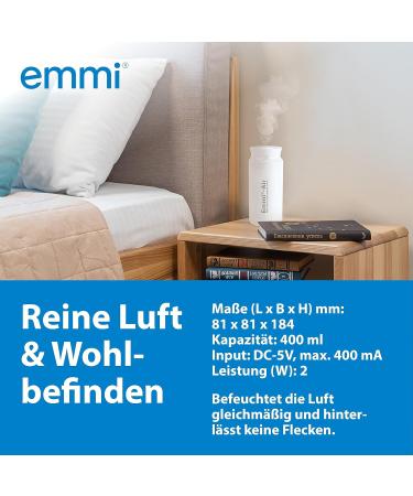 Emmi Air Ultrasound Mini Humidifier - Compact Room Fragrance Diffuser with 3 Moisture & Brightness Levels | 400ml for Bedroom Use - Buy Online on GoSupps.com