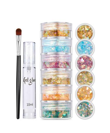 EONFAVE Glitter gel for the body easy to use with a precision applicator long-lasting glitter for face and hair