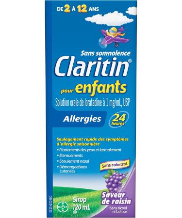 Claritin Kids Syrup Allergy Medication - 24 Hour Non-Drowsy Kids Allergy Medicine Antihistamines For Kids Fast Allergy Relief Of Itchy Watery Eyes Sneezing Runny Nose Itchy Skin and Hives 120mL - Buy Online on GoSupps.com