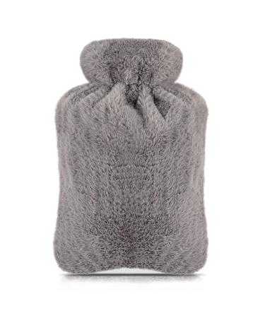 LEEVOT Hot Water Bottle Hand and Foot Warmer Portable Ice Compress 2000ml Gray Fluffy Cover