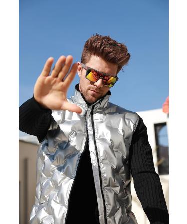 Karsaer Flat Top TR90 Polarized Men's Sunglasses - Mirrored Gold Lens/White - Buy Online on GoSupps.com